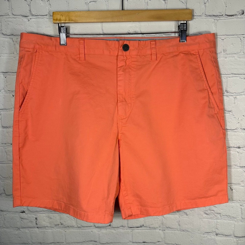 Bonobos Mens Washed Chino Shorts Coral Orange Size 40 7 Inch Inseam Stretch